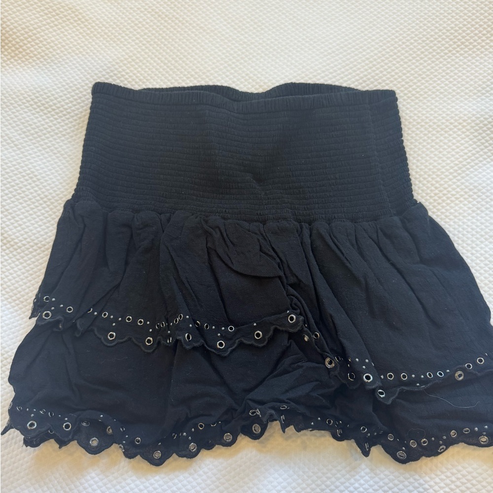 PAIGE Black Mini Skirt with Eyelet Accents